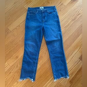 PAIGE High Waist Straight Leg Cropped Jeans - Medium Wash, Size 30